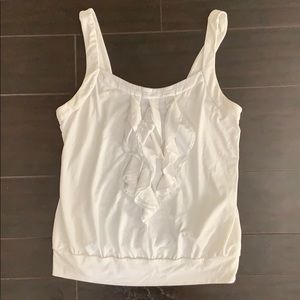 White House Black Market White Ruffle Tank